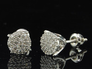 Diamond Studs Ladies 10K White Gold Round Cut Pave Designer Earrings 1/4 Tcw.