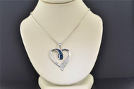 Blue Diamond Heart Pendant .925 Sterling Silver 0.22 CT Charm with Chain