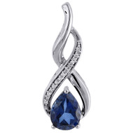 White Gold Diamond Pendant Blue Sapphire Infinity Pendant Charm 2.26 TCW