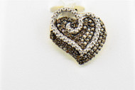 Brown Champagne Heart Diamond Pendant Swirl 10K Yellow Gold 0.22 CT Charm