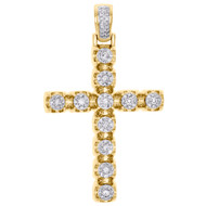 10K Yellow Gold Mens Cluster Diamond Cross Pendant 1.95" Pave 3D Charm 0.80 CT.