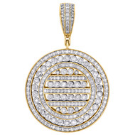 10K Yellow Gold Diamond Circle Medallion Pendant 2.05" Miracle Set Charm 1.50 CT