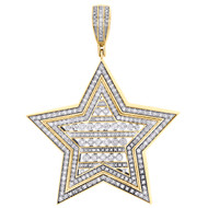10K Yellow Gold Diamond Super Star Tier Pendant 2.55" Miracle Set Charm 1.50 CT