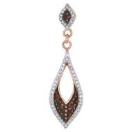 10K Rose Gold Red & White Diamond Teardrop Dangler Pendant 0.20 CT.