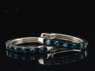 Ladies .925 Sterling Silver Blue Diamond Earrings Studs Huggies Hoops 0.26 Ct.