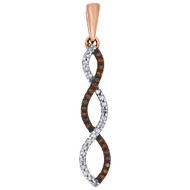10K Rose Gold Red Diamond Infinity Everlasting Love Pendant Charm 1/8 CT.