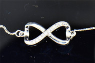 Diamond Infinity Pendant .925 Sterling Silver .10 Ct Heart Charm Necklace
