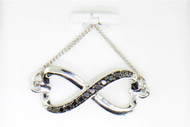 Black Diamond Infinity Pendant .925 Sterling Silver .10 Ct Heart Necklace