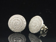 Ladies 10K White Gold Round Cut Designer Pave Diamond Earrings Studs 0.40 Ct.