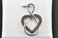 Black Diamond Heart Knot Pendant .925 Sterling Silver 0.01 CT Charm with Chain