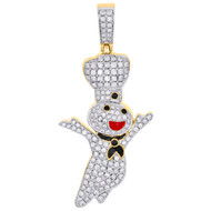 10K Yellow Gold Diamond Doughboy Pendant 2.25" Red / Black Enamel Charm 2 CT.