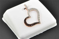 Red Diamond Heart Pendant Domed Bold 1 Inch Charm 10K Pink Rose Gold 0.33 CT