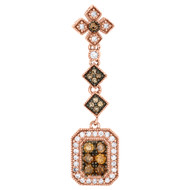 14K Rose Gold Brown Diamond Rectangle Flower Pendant  0.50 CT.