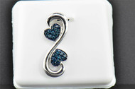 Blue Diamond Double Heart Swirl Pendant 10K White Gold .25 CT. Charm