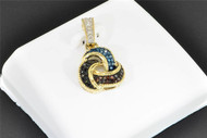Love Knot Colored Diamond Pendant 10K Yellow Gold 0.20 CT Designer Charm