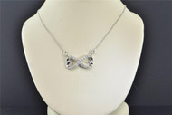 Diamond Heart & Infinity Pendant .925 Sterling Silver 0.20 CT Charm 18" Necklace