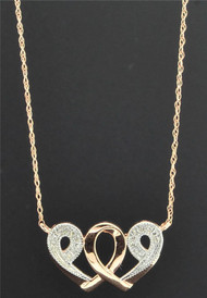 Diamond Double Heart Pendant 10K Rose Gold 0.05 CT Love Charm Necklace