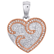 Diamond Heart Pendant 10K White and Rose Gold 0.33 CT Love Charm