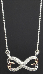Diamond Infinity Pendant 10K White & Rose Gold 0.20 CT Heart Charm Necklace