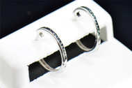 Blue Diamond Round Hoops Earrings 10K White Gold 0.10 CT