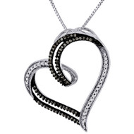 Brown Diamond Heart Pendant .925 Sterling Silver Charm Necklace w/ Chain 0.22 Ct