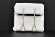 Diamond Tear Drop Dangle Earrings 10K White Gold Round Cut 0.25 Ct