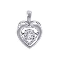 Dancing Diamond Heart Pendant Ladies Necklace 10K White Gold  0.07 CT.