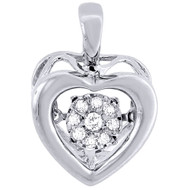Dancing Diamond Heart Pendant .925 Sterling Silver Love Necklace .07 CT.