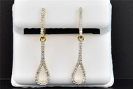 Diamond Tear Drop Dangle Earrings 10K Yellow Gold Round Cut 0.25 Ct