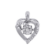 Dancing Diamond Heart Pendant Ladies 10K White Gold Necklace 0.16 CT.