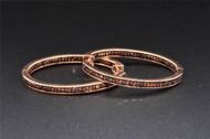 Red Diamond In & Out Hoop Earrings 10K Rose Gold 1 Row Round Cut 1/2 Ct