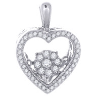 Dancing Diamond Pendant Heart Design Ladies 10K White Gold  0.20 CT.w.