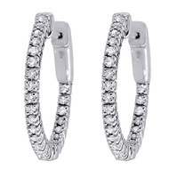 Diamond In & Out Hoops Ladies 14K White Gold Round Fashion Earrings 0.35 Tcw.