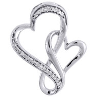 Infinity Double Heart Diamond Pendant 10K White Gold Charm .10 Ct.