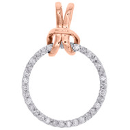 10K Two Tone Gold Round Diamond Cut Out Frame Circle Ladies Pendant 0.33 Ct.