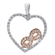 Diamond Heart Infinity Charm Necklace 10K Two Tone Gold Pendant 0.27 CT.
