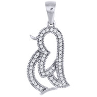 Diamond Penguin Pendant Ladies 10K White Gold Fashion Bird Charm 0.12 Ct.