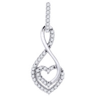 Diamond Heart Infinity Twist Pendant Ladies White Gold Fashion Charm 0.15 Ct.