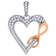 Round Cut Charm Diamond Heart Infinity Pendant Ladies 10K White Gold 0.12 Ct.