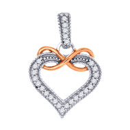 10K White Gold Diamond Heart Infinity Pendant Ladies Round Cut Charm 0.15 Ct.