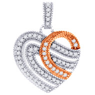 10K White Gold Diamond Heart Pendant Ladies Round Cut Fashion Charm 0.20 Ct.