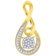 Diamond Infinity Slide Pedant Ladies 10K Yellow Gold Round Cut Charm 0.10 Ct.