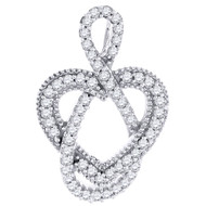 Diamond Heart Infinity Twist Pendant Ladies 10K White Gold Fashion Charm 0.15 Ct