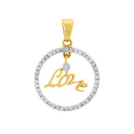 Circle Love Diamond Pendant 10k Yellow Gold Round Charm 1/4 CT.