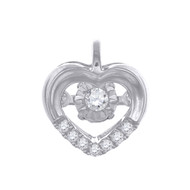 Dancing Diamond Heart Pendant 10K White Gold Solitaire 0.10 CT.