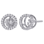 10K White Gold Round Moving Dancing Diamond Cut Out Halo Stud Earrings 0.20 Ct.