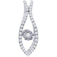 Solitaire Diamond Designer Dancing Pendant 10K White Gold 0.38 Tcw