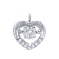 Dancing Diamond Heart Pendant Ladies 10K White Gold 0.09 CT.