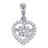Heart Halo Dancing Diamond Pendant Ladies 10K White Gold 0.15 CT.