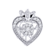 Heart Halo Diamond Dancing Pendant Round Cut 10K White Gold 0.07 CT.